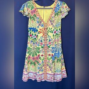 Alice & Olivia yellow floral dress, size 8